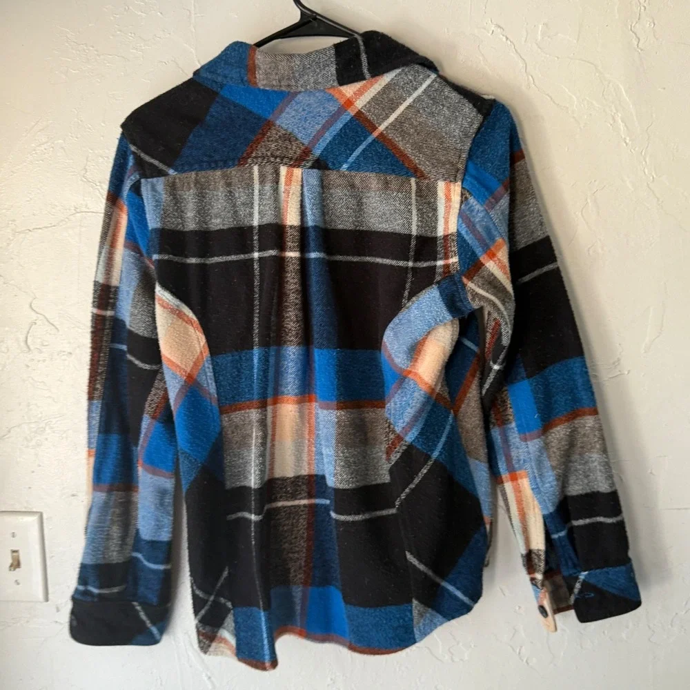 Woolrich Plaid Button Up Shirt Jacket Blue Orange Black Womens S P Outdoor Cabin - Picture 10 of 11